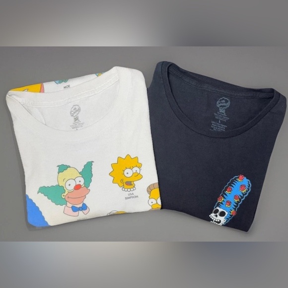 The Simpsons Graphic T Shirts Short Sleeve Lot Of 2 Skeletons Characters Sz L - Picture 7 of 7